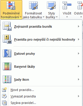 Excel podmíněné formátování úvod