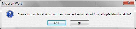 Word smazání oddílu potvrzení